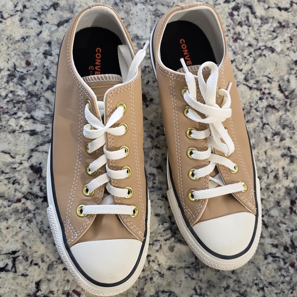 Converse Tan and White Sneakers